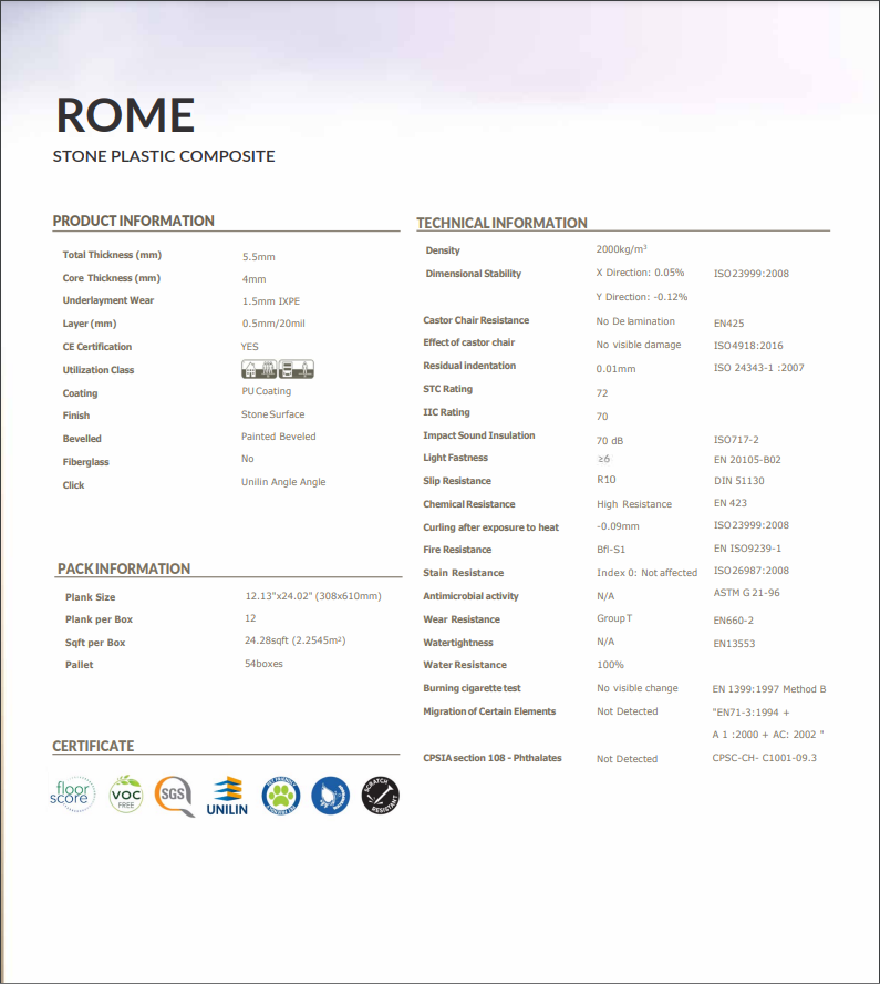 Rome Luxury SPC Tile-Look Flooring